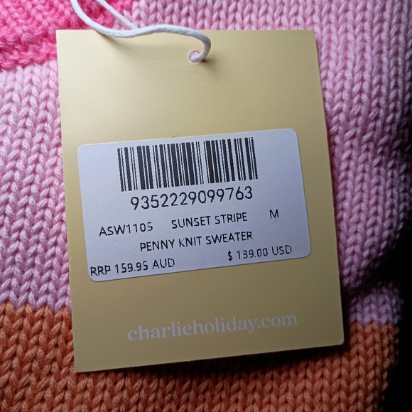 Charlie Holiday Oversized Sunset Strip Penny Knit Sweater Size 6 - Picture 3 of 8